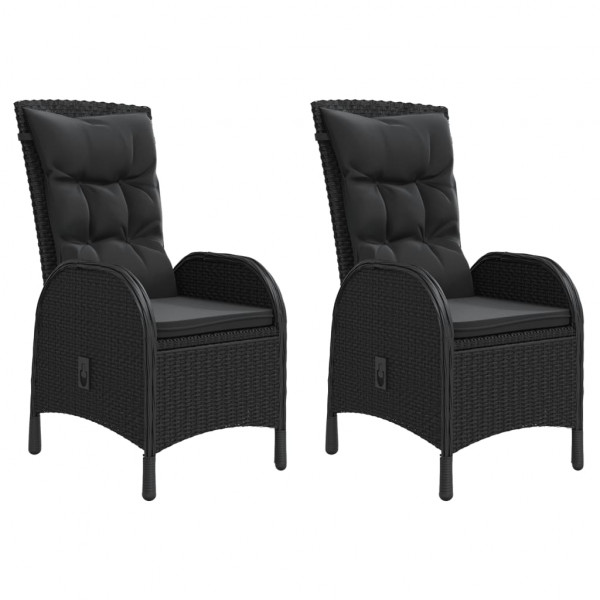 Cadeiras de exterior 2 pcs vime PE preto M 2