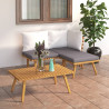 4 pcs conj. lounge jardim c/ almofadões madeira acácia maciça 1