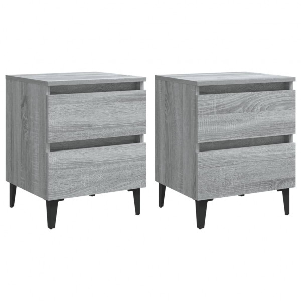 Mesitas de noche 2 uds patas de metal gris Sonoma 40x35x50 cm M 3