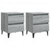 Mesitas de noche 2 uds patas de metal gris Sonoma 40x35x50 cm 3