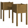 Vasos/floreiras jardim 2pcs 40x40x70cm pinho maciço cast. mel 2