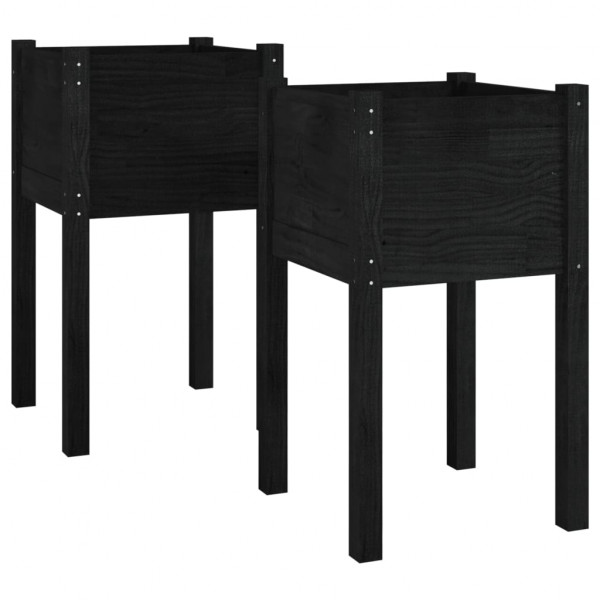 Vasos/floreiras de jardim 2 pcs 40x40x70 cm pinho maciço preto M 2