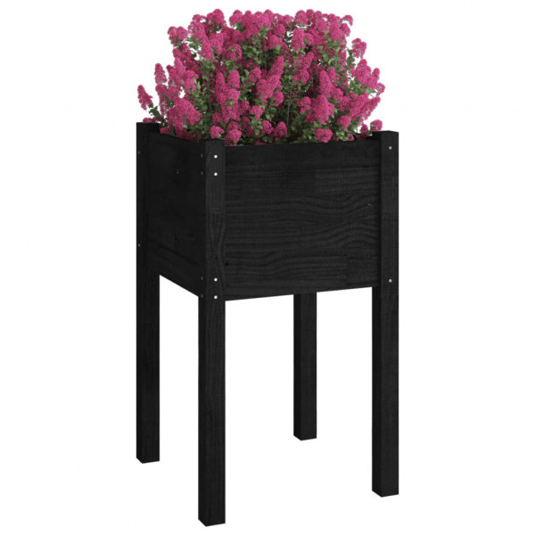 Vasos/floreiras de jardim 2 pcs 40x40x70 cm pinho maciço preto M 3