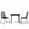 3 pcs conjunto de jantar para jardim preto 2