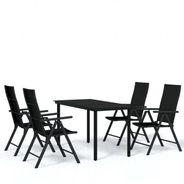 Juego de comedor de jardín 5 piezas negro M 2