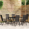 7 pcs conjunto de jantar para jardim preto 1