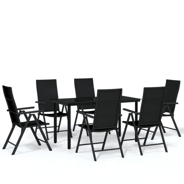 Juego de comedor para jardín 7 piezas negro M 2