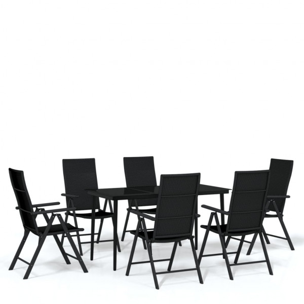 Juego de comedor para jardín 7 piezas negro M 2