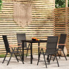 5 pcs Conjunto de jantar para jardim preto 1
