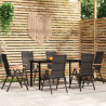 7 pcs conjunto de jantar para jardim preto 1