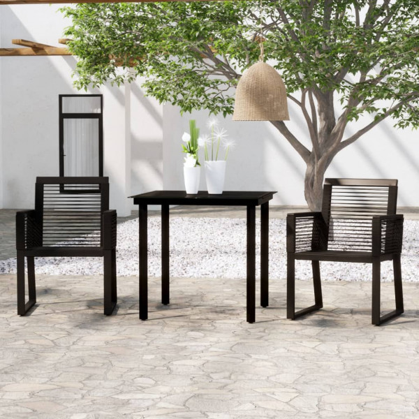 3 pcs conjunto de jantar para jardim preto D