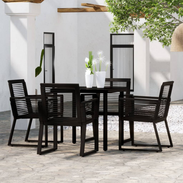 5 pcs conjunto de jantar para jardim preto D