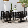 7 pcs conjunto de jantar para jardim preto 1