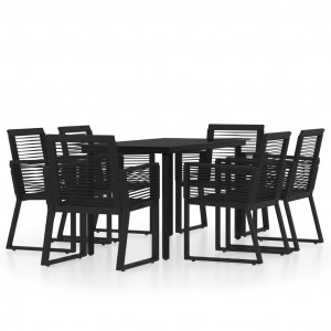 7 pcs conjunto de jantar para jardim preto H