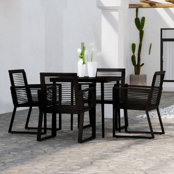 5 pcs conjunto de jantar para jardim preto D