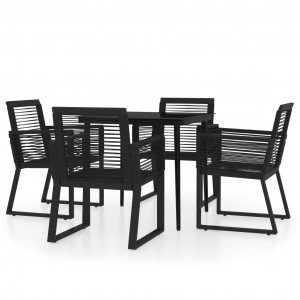 5 pcs conjunto de jantar para jardim preto H