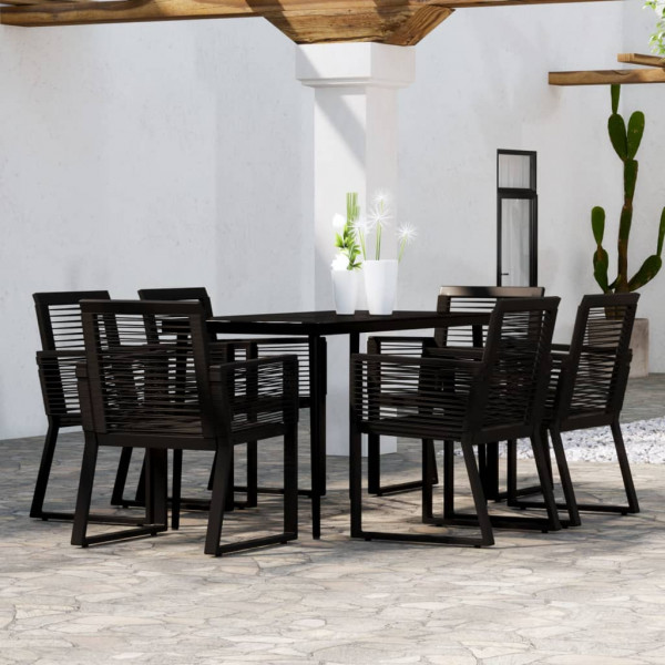 7 pcs conjunto de jantar para jardim preto D