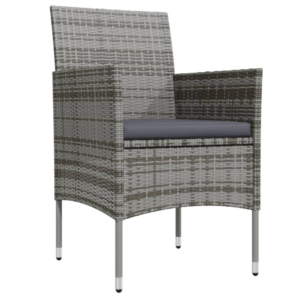 Juego de comedor para jardín 5 piezas con cojines gris y negro M 3