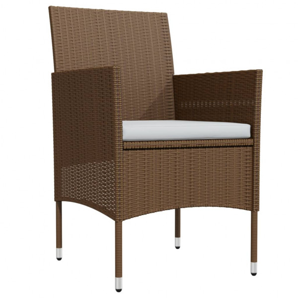 Juego de comedor para jardín 3 piezas y cojines marrón y negro M 3