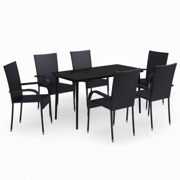 Juego de comedor para jardín 7 piezas negro M 2