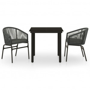 3 pcs conjunto de jantar para jardim cinzento H