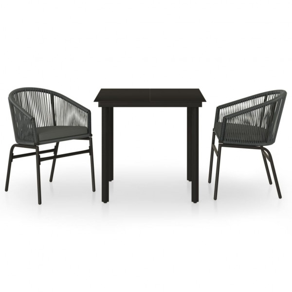 Juego de comedor de jardín 3 piezas gris M 2
