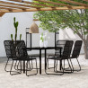 7 pcs conjunto de jantar para jardim preto 1