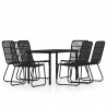 Juego de comedor de jardín 7 piezas negro 2