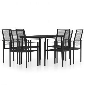 Juego de comedor para jardín 7 piezas negro H