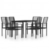Juego de comedor para jardín 7 piezas negro 2