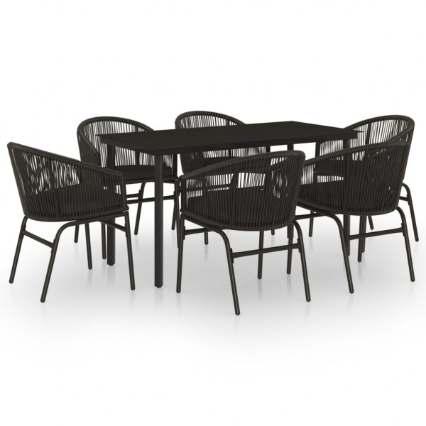 7 pcs conjunto de jantar para jardim preto M 2