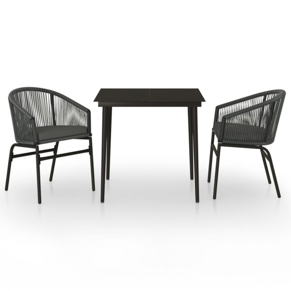 Juego de comedor de jardín 3 piezas gris M 2