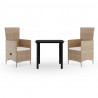 Juego de comedor para jardín de 3 piezas y cojines beige 2