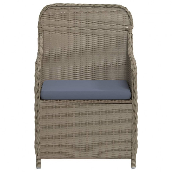 Juego de comedor de jardín de 3 piezas con cojines marrón M 4