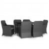 7 pcs conjunto de jantar para jardim com almofadões preto 2