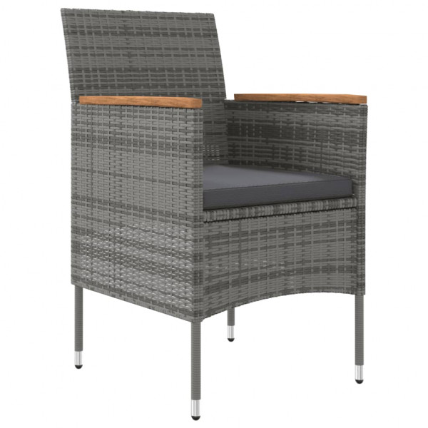 Juego de comedor para jardín 3 piezas con cojines gris y negro M 3