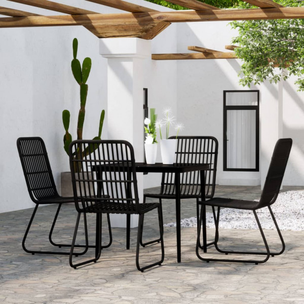 5 pcs Conjunto de jantar para jardim preto D
