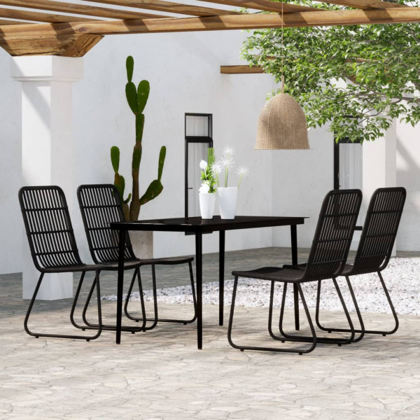 5 pcs Conjunto de jantar para jardim preto D