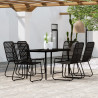 7 pcs conjunto de jantar para jardim preto 1