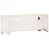 Mueble de TV madera de acacia maciza blanco 110x30x40 cm 4