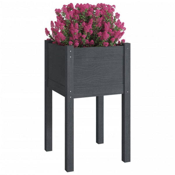 Jardinera de madera maciza de pino gris 40x40x70 cm M 3