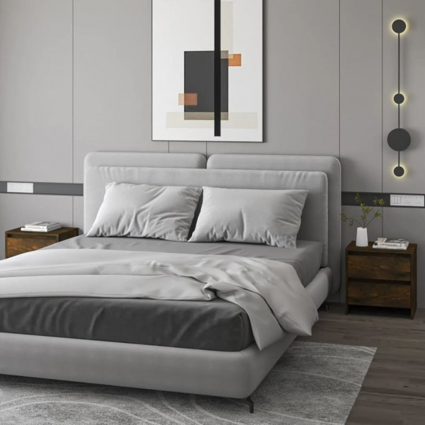 Mesita noche 2 unidades roble ahumado 45x34.5x44.5 cm D