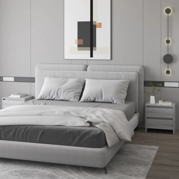 Mesita noche 2 uds madera ingeniería gris Sonoma 45x34.5x44.5cm D
