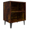 Mesa cabeceira pernas de metal 40x30x50 cm carvalho fumado 2