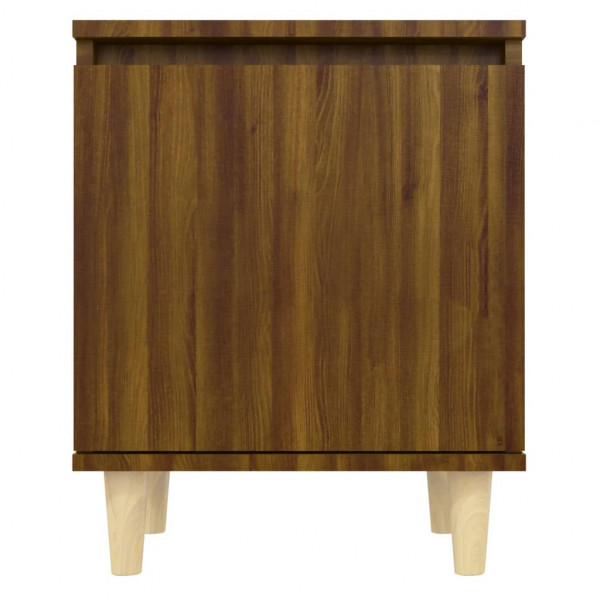 Mesita de noche con patas madera maciza marrón roble 40x30x50cm M 5