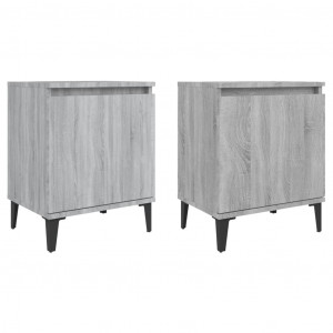 Mesitas de noche 2 uds patas de metal gris Sonoma 40x30x50 cm H