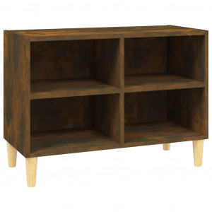 Mueble de TV patas de madera maciza roble ahumado 69.5x30x50 cm H