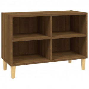 Mueble de TV patas de madera maciza marrón roble 69.5x30x50 cm H
