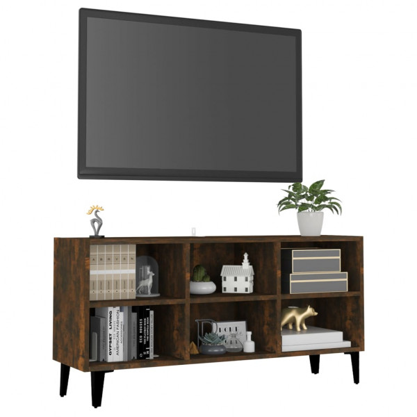 Mueble de TV con patas de metal roble ahumado 103.5x30x50 cm M 3