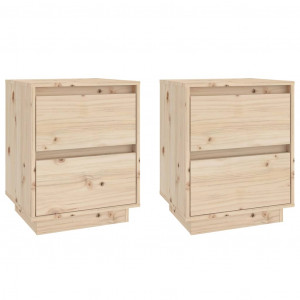 Mesitas de noche 2 uds madera maciza de pino 40x35x50 cm H